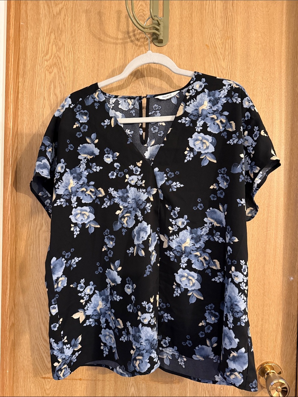 Ricki's Black Blouse with Blue Floral Print
